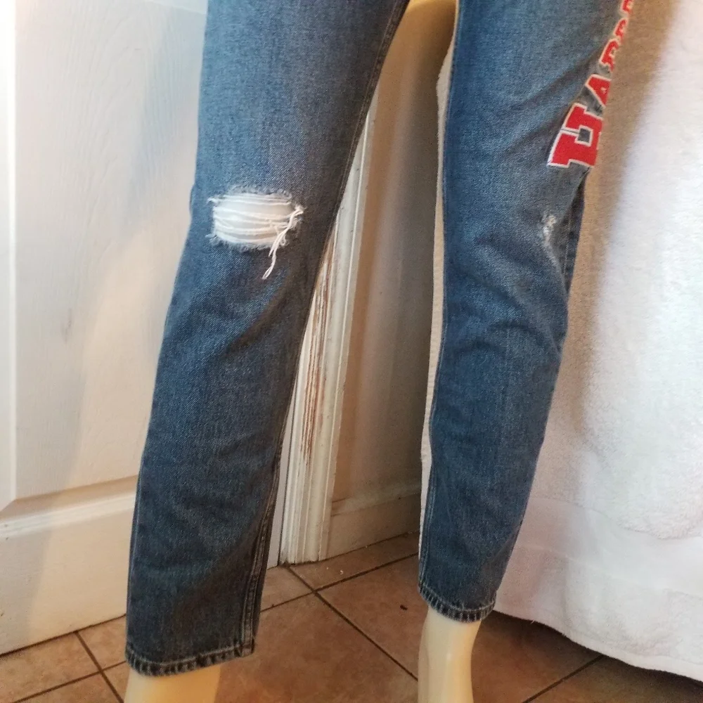 Sandro Paris Hortense Happening distressed high waisted Jeans preppy varsity 6 - Picture 7 of 16